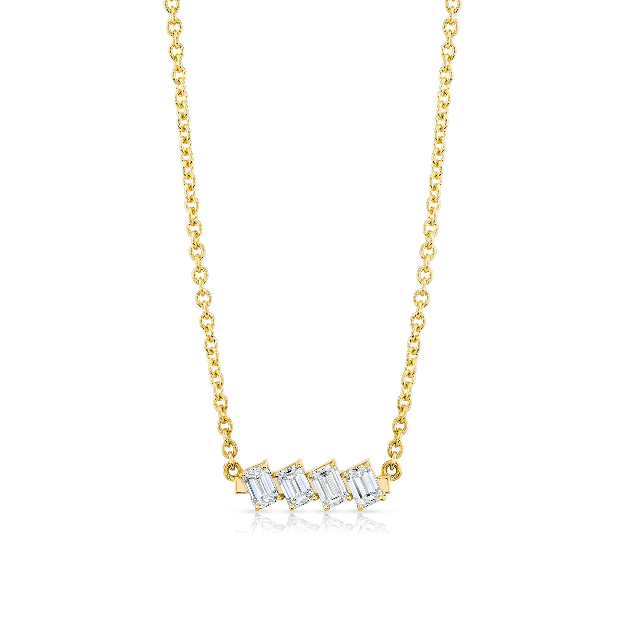 MICHAEL M Fashion Necklaces Montage Emerald Cut Diamond Bar Necklace