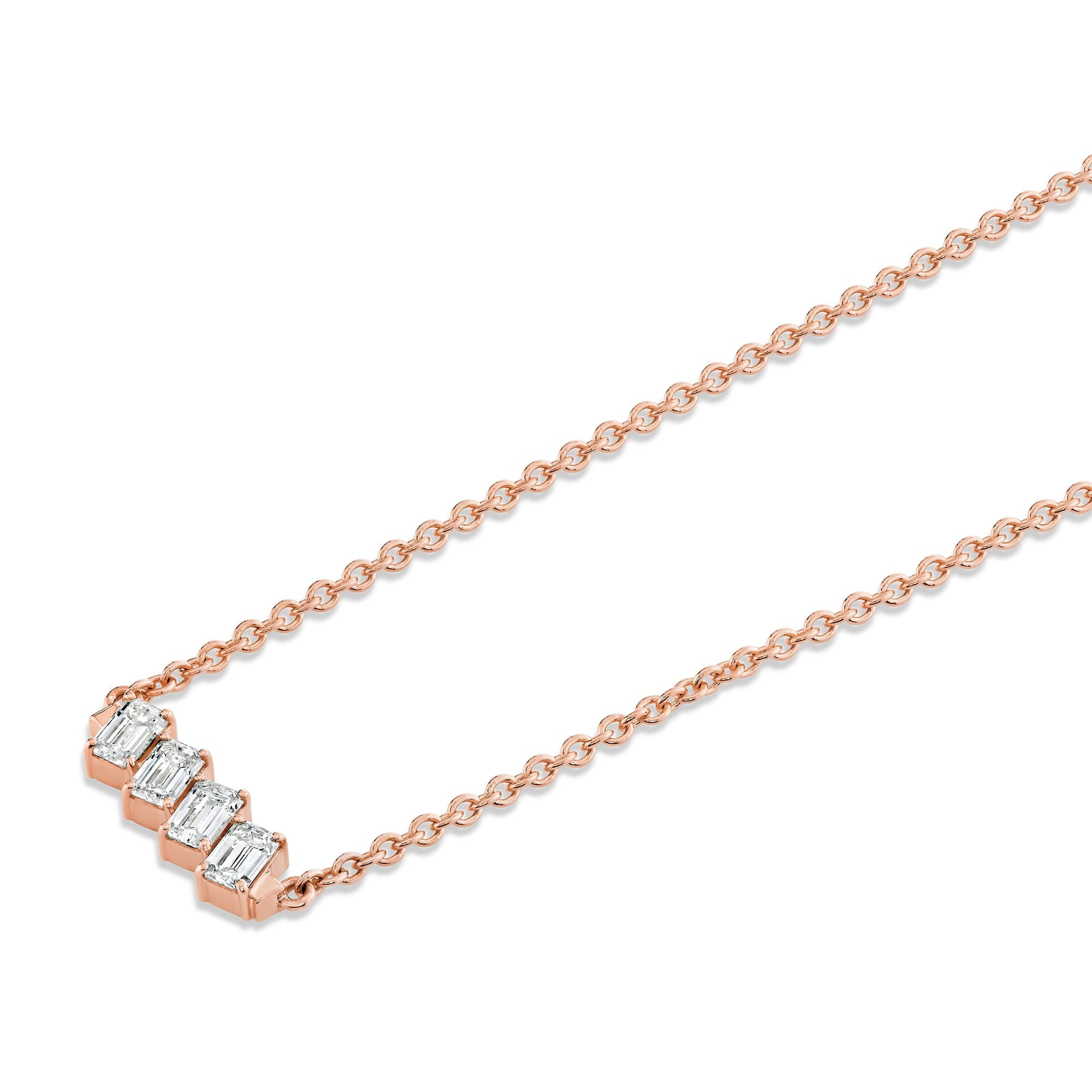 MICHAEL M Fashion Necklaces Montage Emerald Cut Diamond Bar Necklace