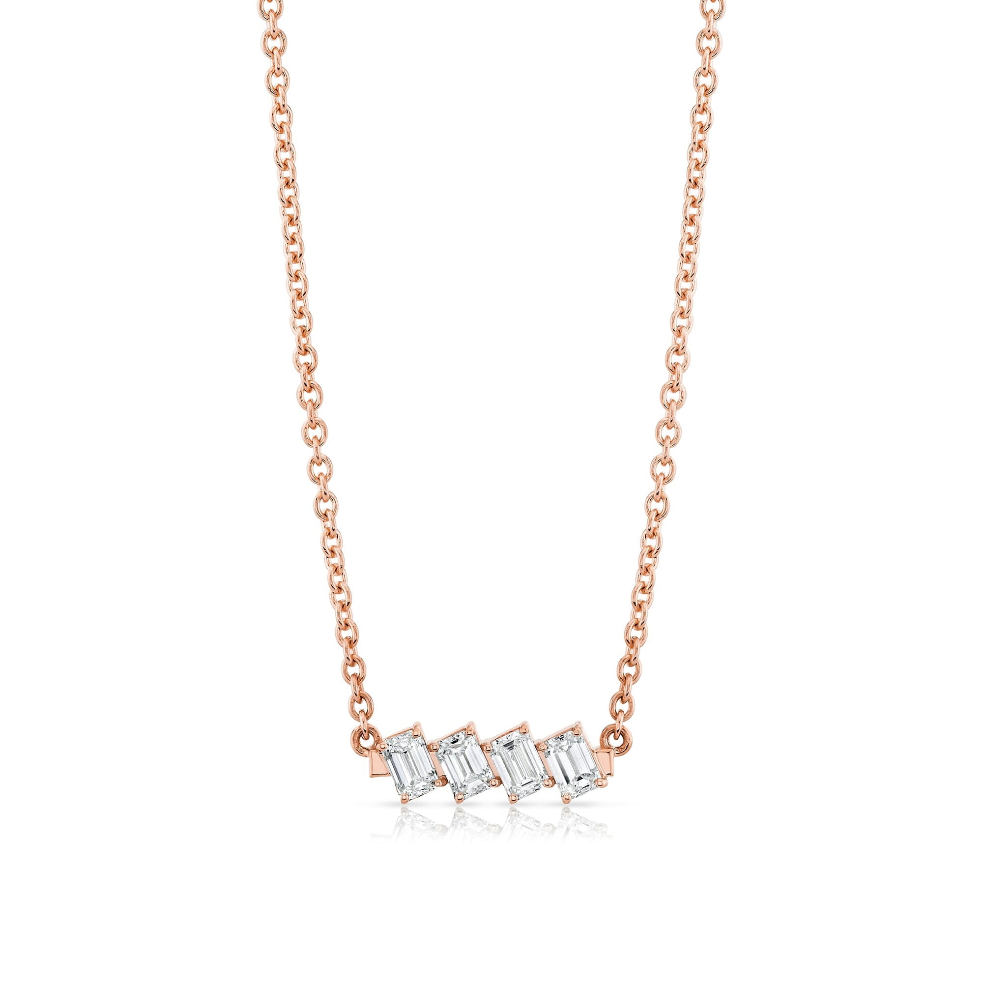 MICHAEL M Fashion Necklaces Montage Emerald Cut Diamond Bar Necklace