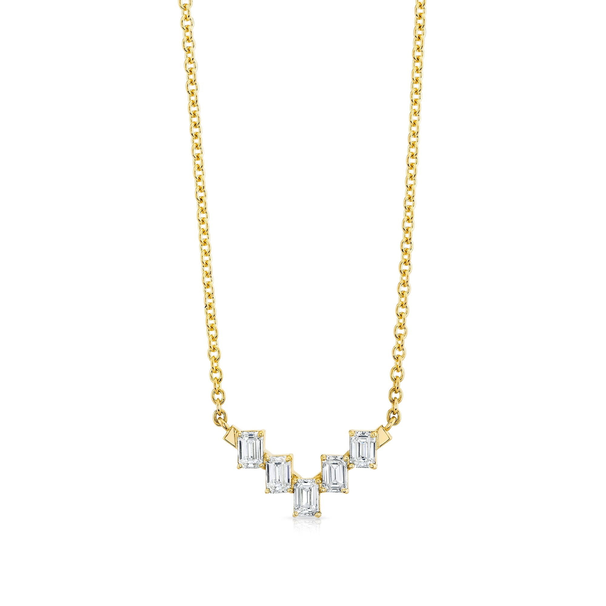 MICHAEL M Fashion Necklaces Montage Emerald Cut Diamond Chevron Necklace