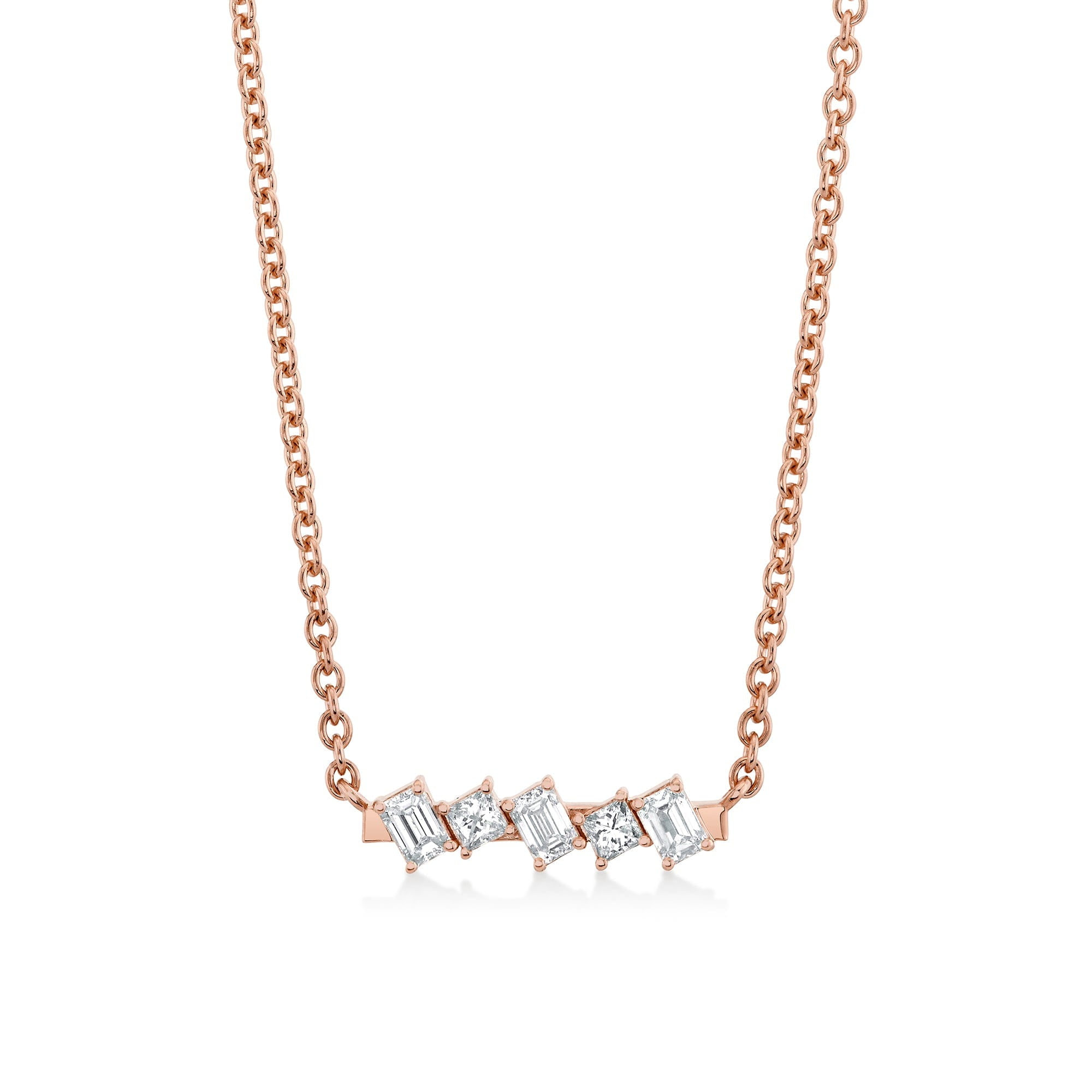 MICHAEL M Fashion Necklaces Montage Emerald & Princess Diamond Bar Necklace