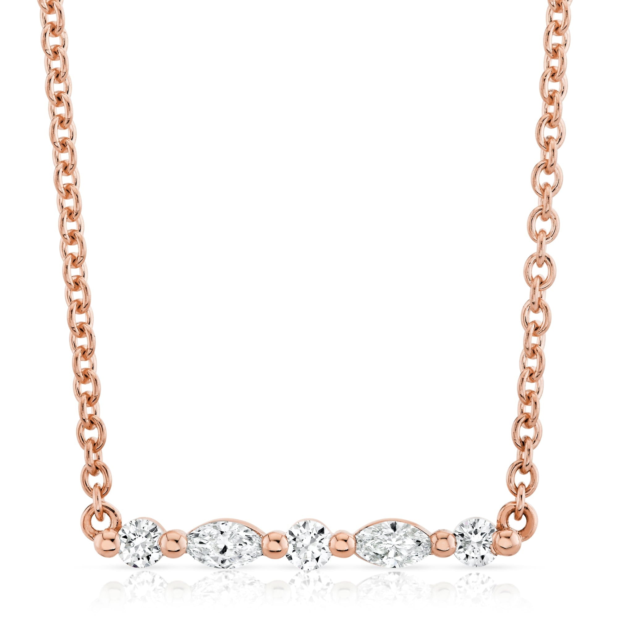 MICHAEL M Fashion Necklaces Montage Marquise and Round Cut Diamond Bar Necklace