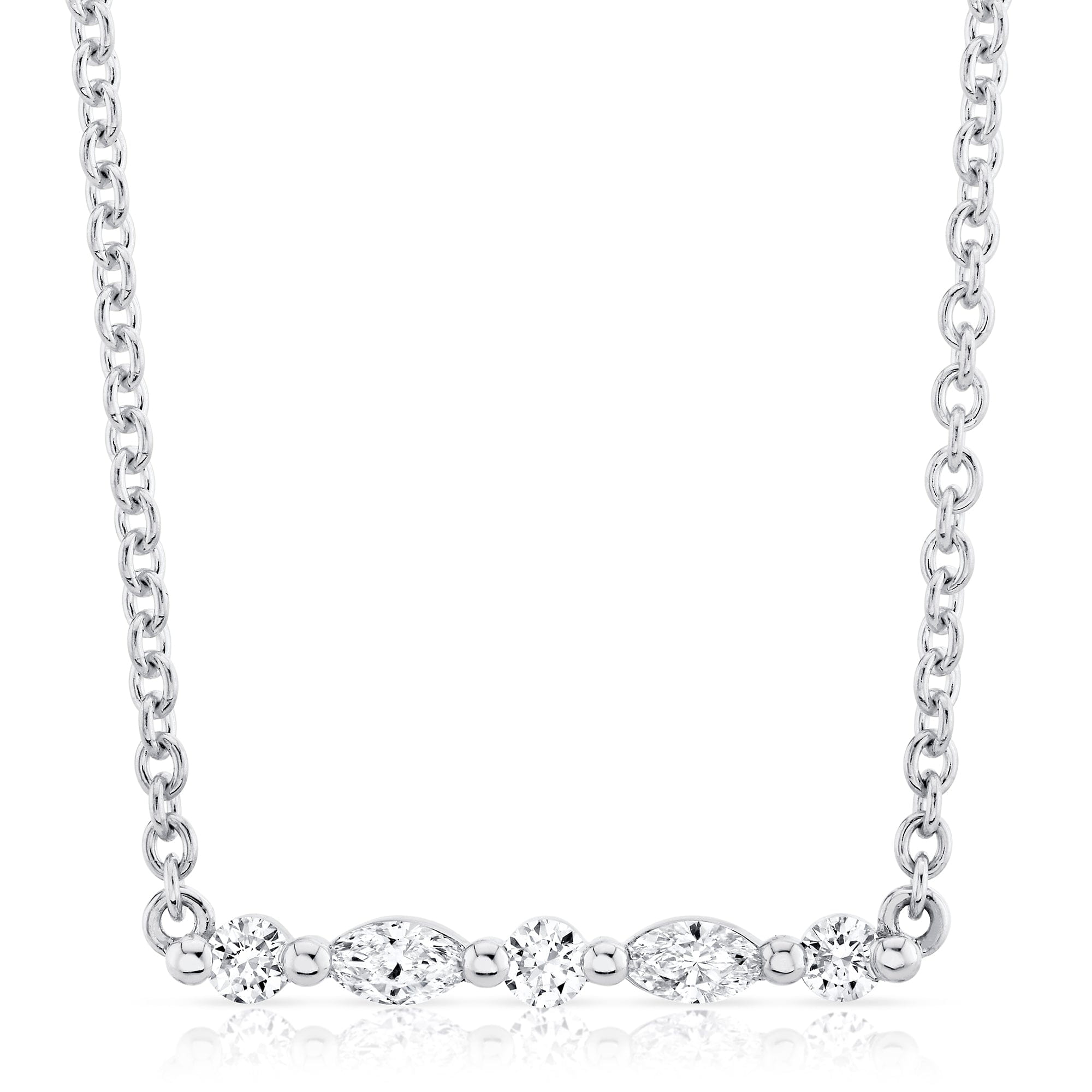 MICHAEL M Fashion Necklaces Montage Marquise and Round Cut Diamond Bar Necklace