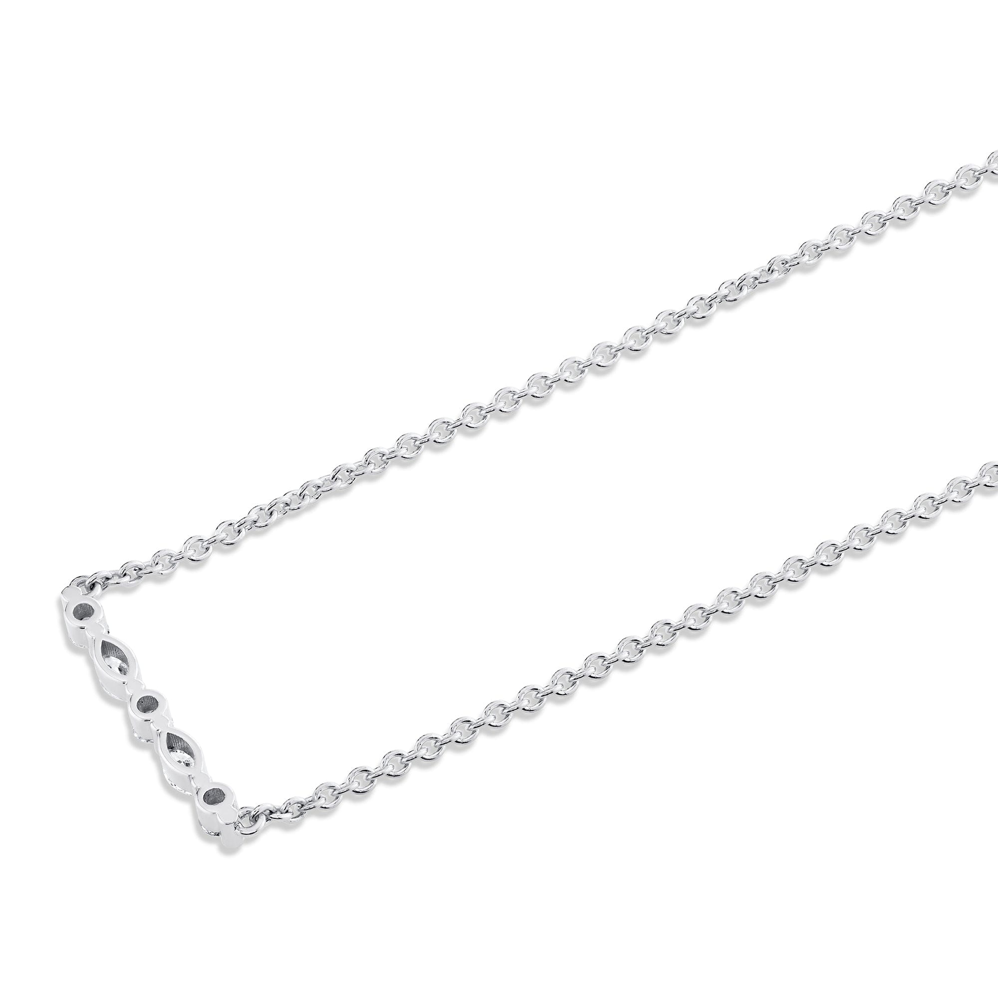 MICHAEL M Fashion Necklaces Montage Marquise and Round Cut Diamond Bar Necklace