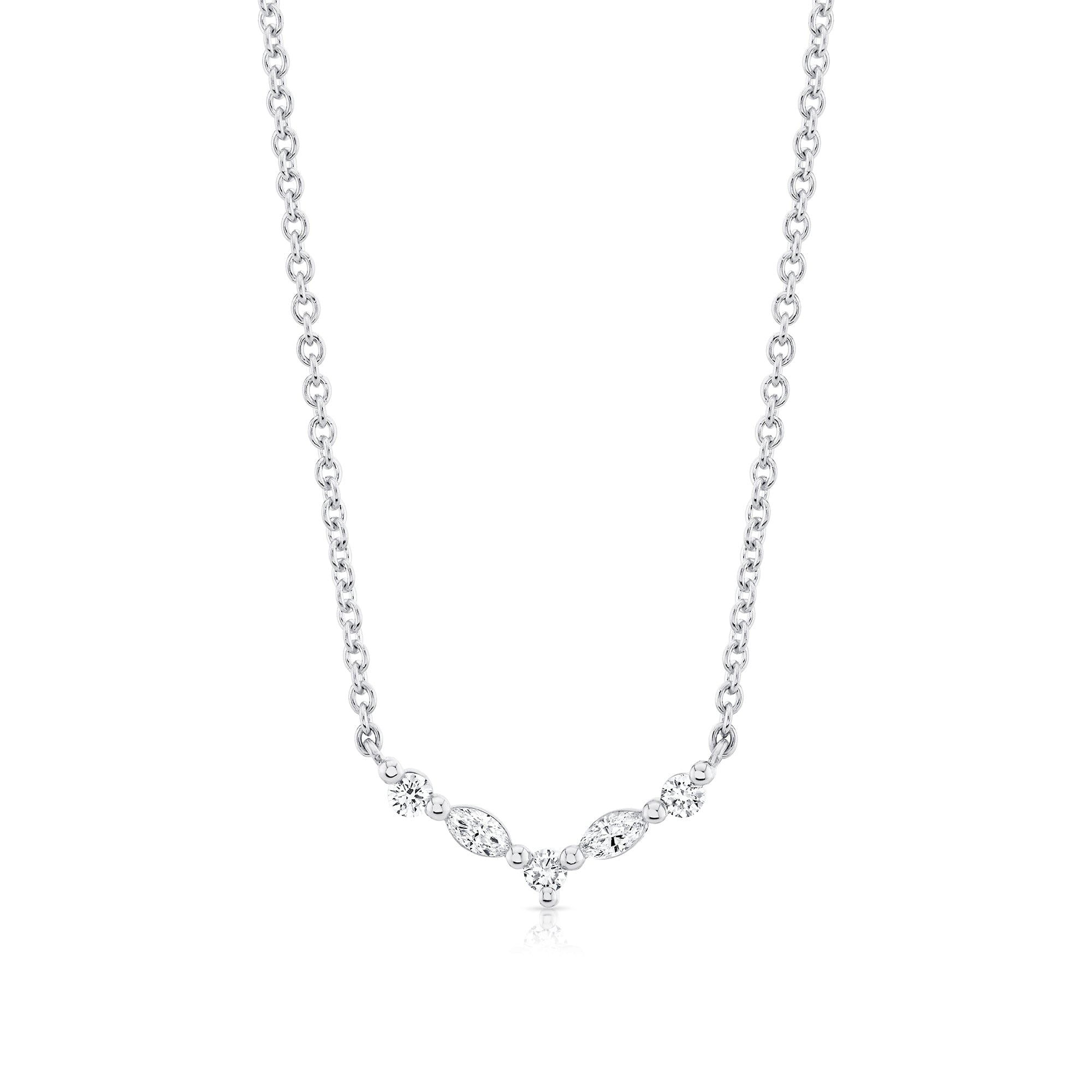 MICHAEL M Fashion Necklaces Montage Marquise and Round Cut Diamond Chevron Necklace