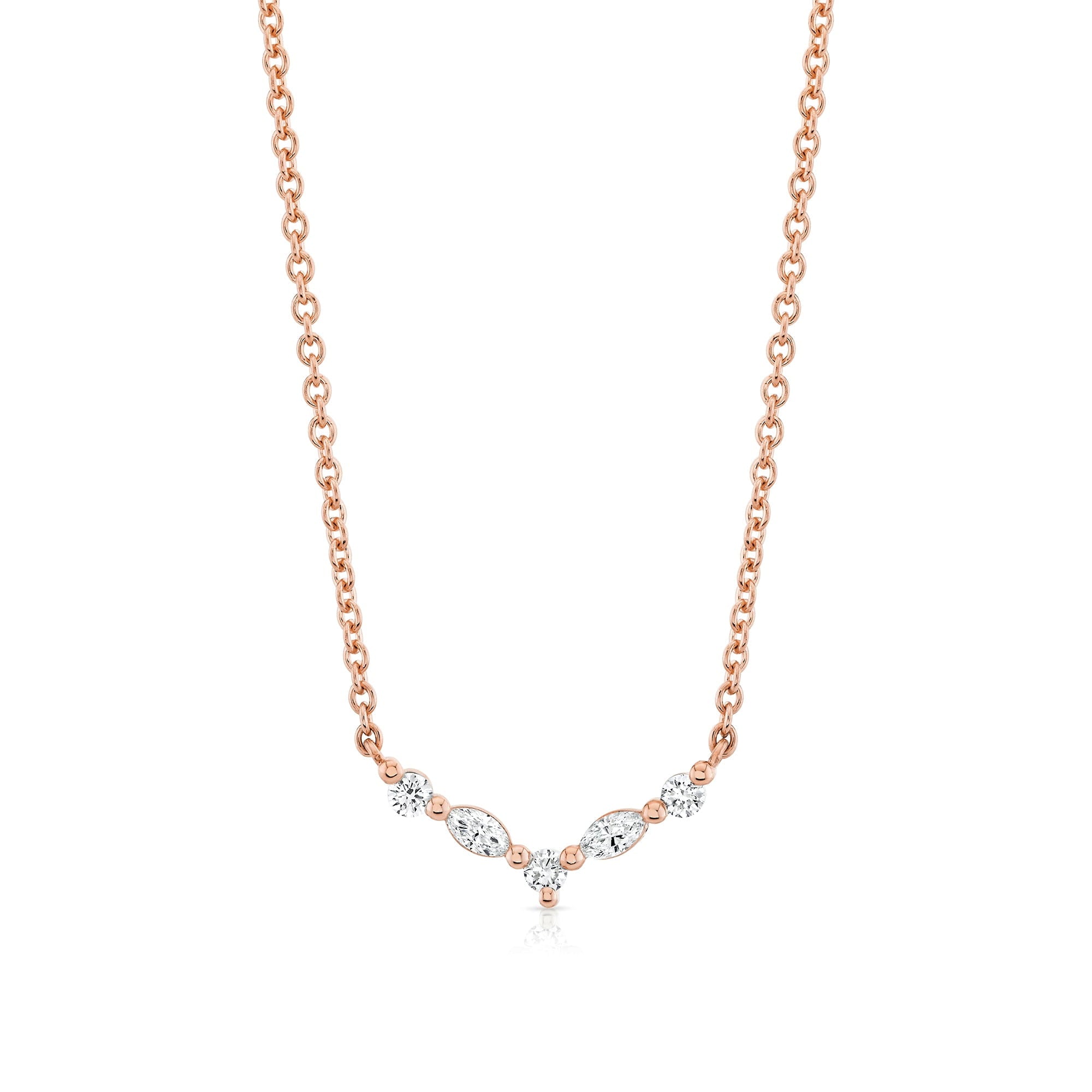 MICHAEL M Fashion Necklaces Montage Marquise and Round Cut Diamond Chevron Necklace