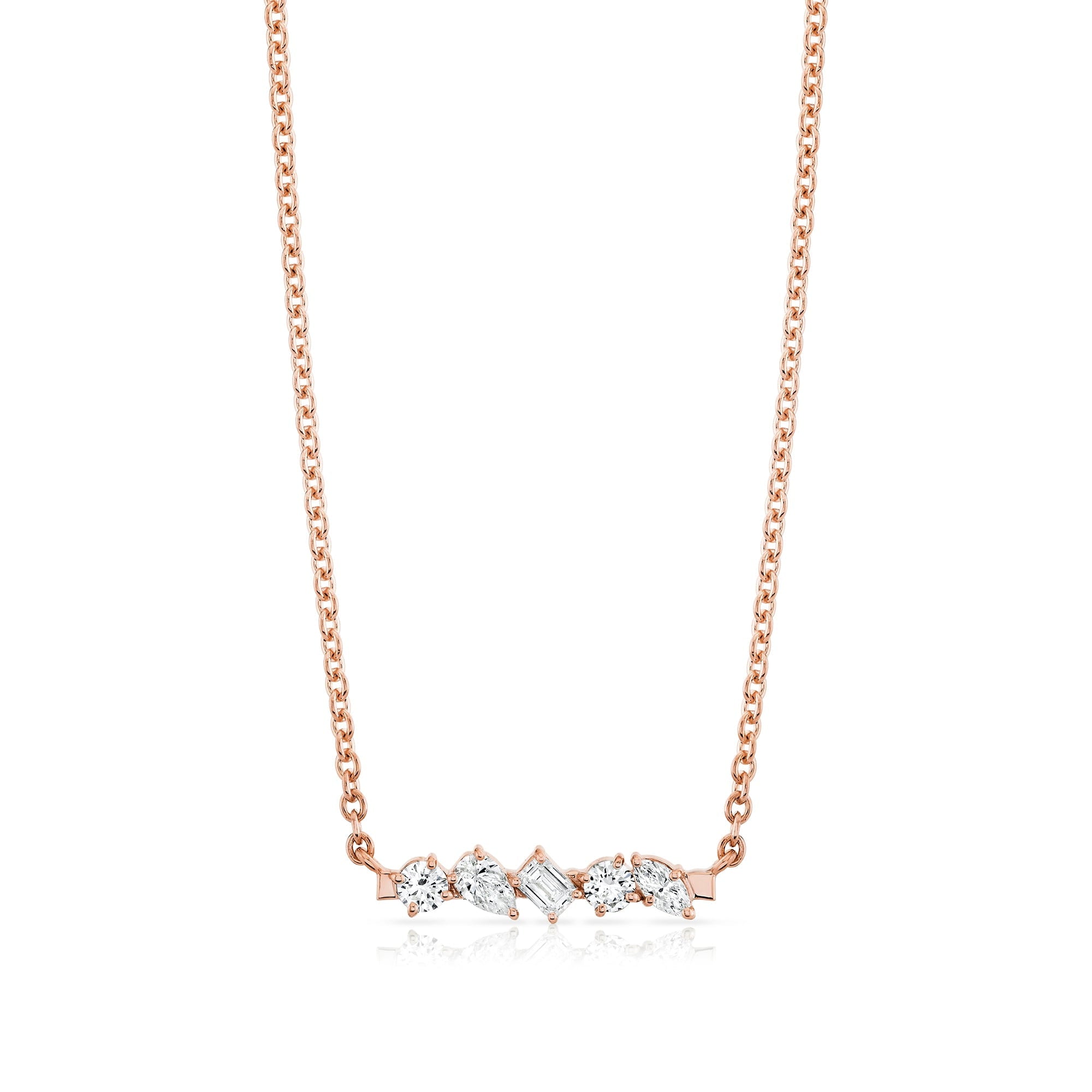 MICHAEL M Fashion Necklaces Montage Mixed Cut Diamond Bar Necklace