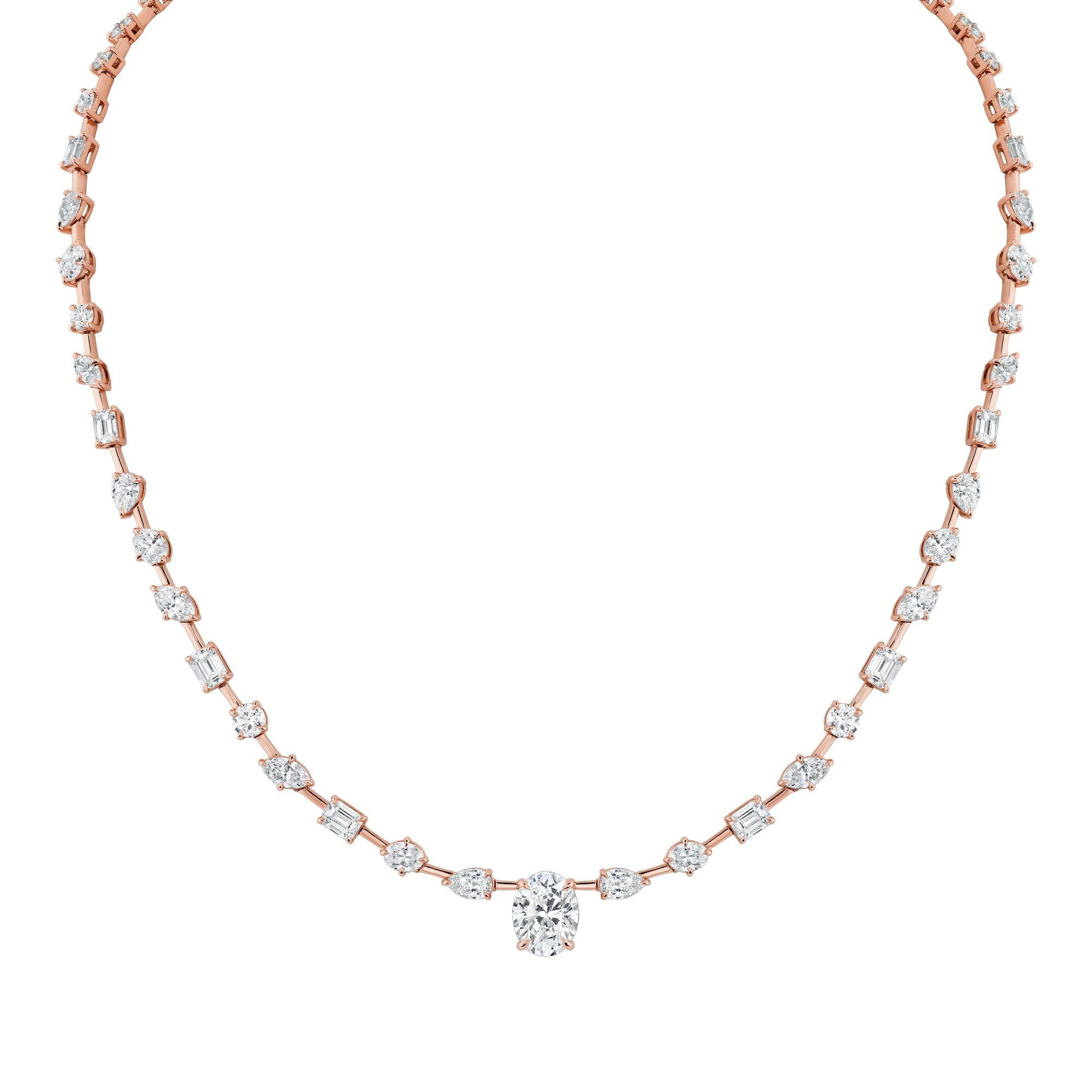 MICHAEL M Fashion Necklaces Montage Oval Diamond Center Riviera Necklace