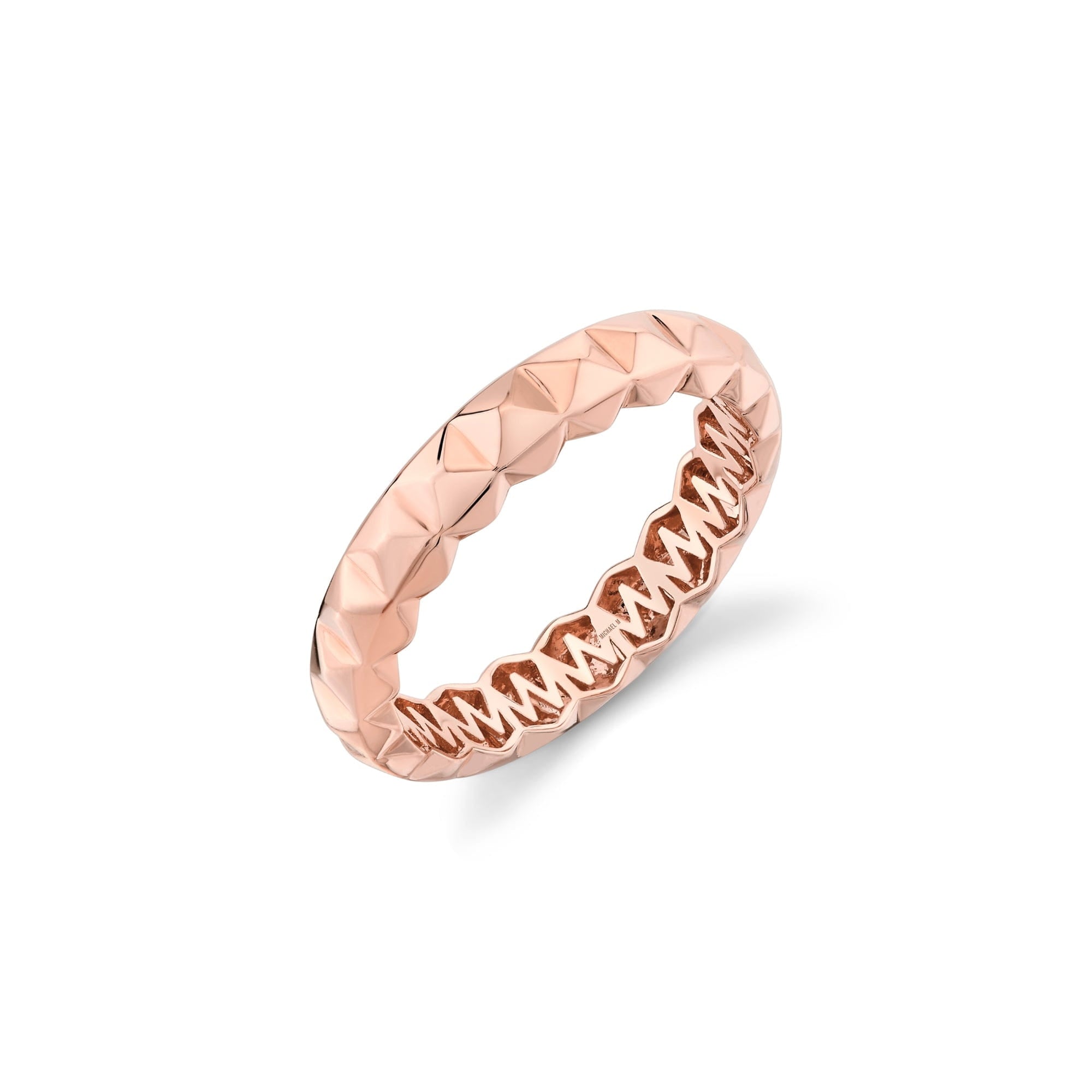 MICHAEL M Fashion Rings 14 Rose Gold / 4 3D Tetra Band