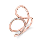 MICHAEL M Fashion Rings 14K Rose Gold / 4 Diamond Twist Bridge Ring F285
