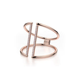 MICHAEL M Fashion Rings 14K Rose Gold / 4 Double Band Diamond Bar Ring F288-RG4