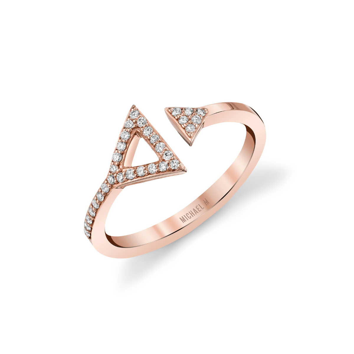 MICHAEL M Fashion Rings 14K Rose Gold / 4 Double Diamond Triangle Ring F315-RG4