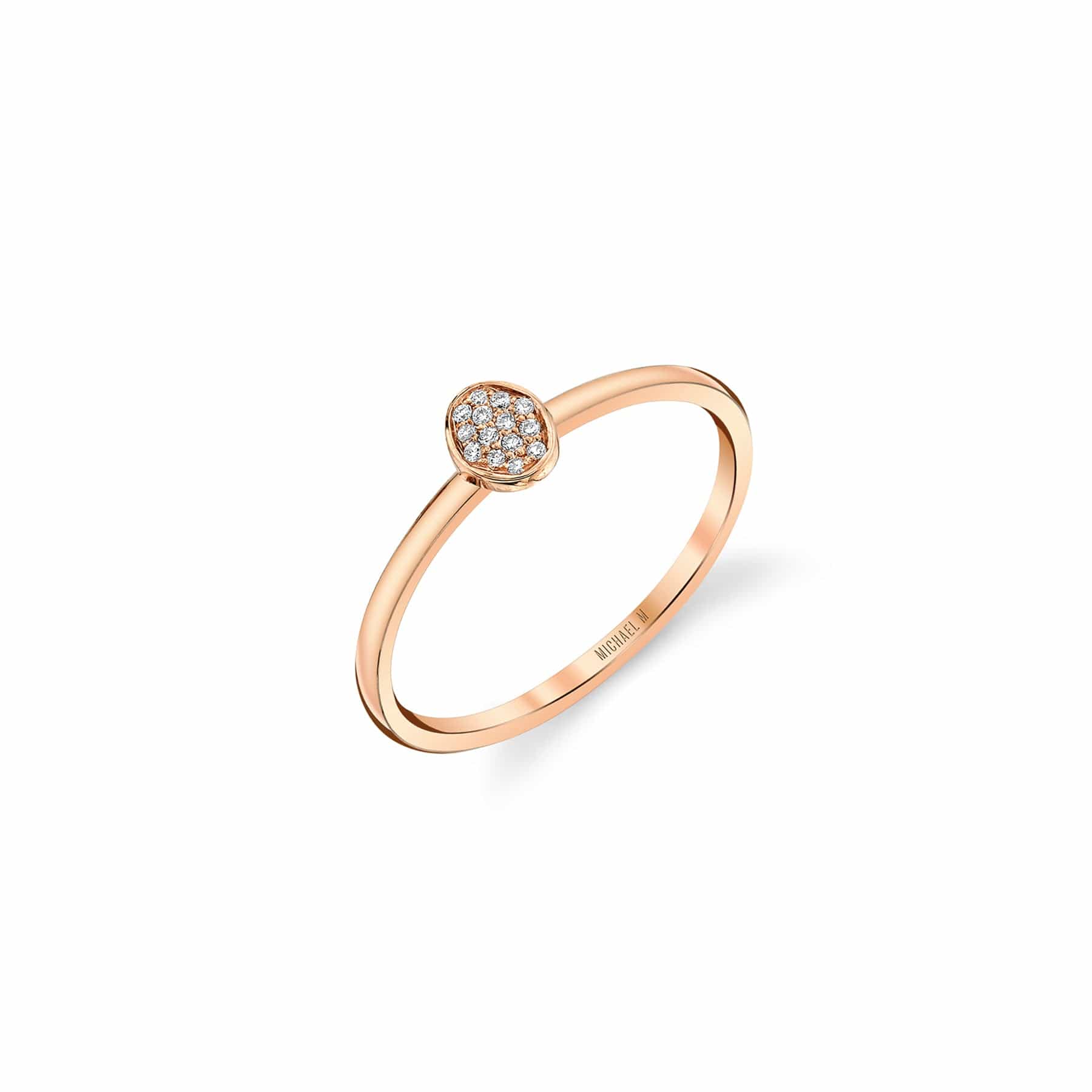 MICHAEL M Fashion Rings 14K Rose Gold / 4 Micro Pavé Mini Oval Ring F292
