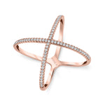 MICHAEL M Fashion Rings 14K Rose Gold / 4 Open Criss Cross Diamond Ring F280-RG4