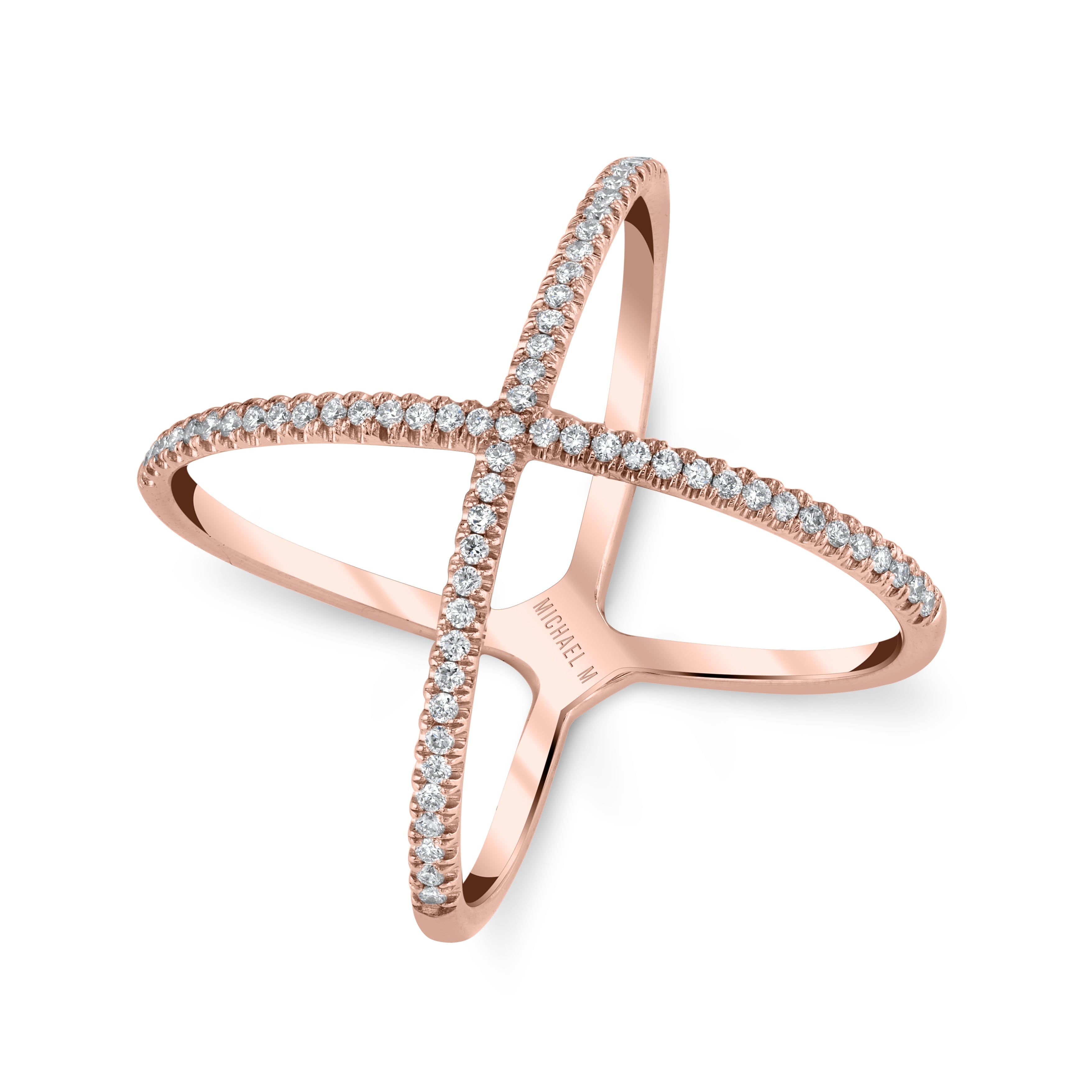 MICHAEL M Fashion Rings 14K Rose Gold / 4 Open Criss Cross Diamond Ring F280-RG4