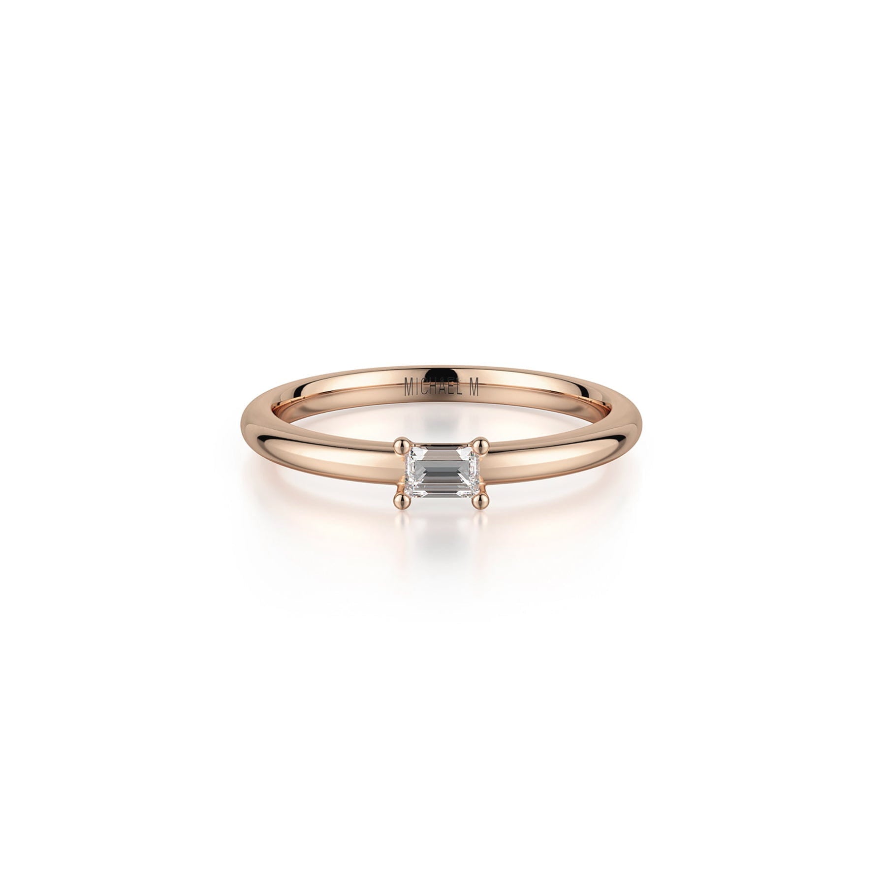 MICHAEL M Fashion Rings 14K Rose Gold / 4 Petite Solitaire Diamond Ring B324-RG4