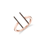 MICHAEL M Fashion Rings 14K Rose Gold with Black Diamonds / 4 Double Bar Diamond Mix Ring F331