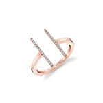 MICHAEL M Fashion Rings 14K Rose Gold with White Diamonds / 4 Double Bar Diamond Mix Ring F331