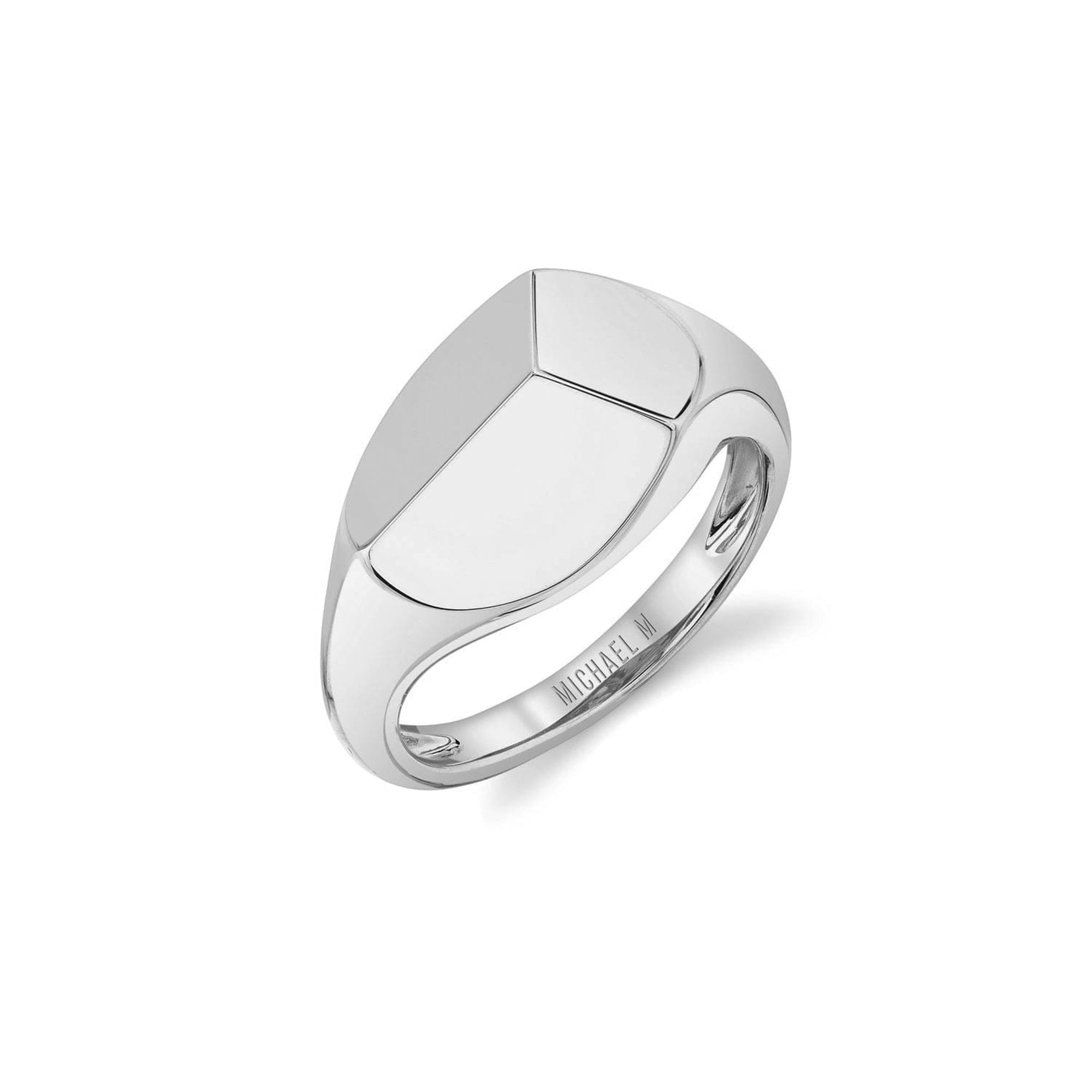 MICHAEL M Fashion Rings 14K White Gold / 4 Carve Signet Ring F454