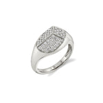 MICHAEL M Fashion Rings 14K White Gold / 4 Carve Signet Ring with Pavé F465WG