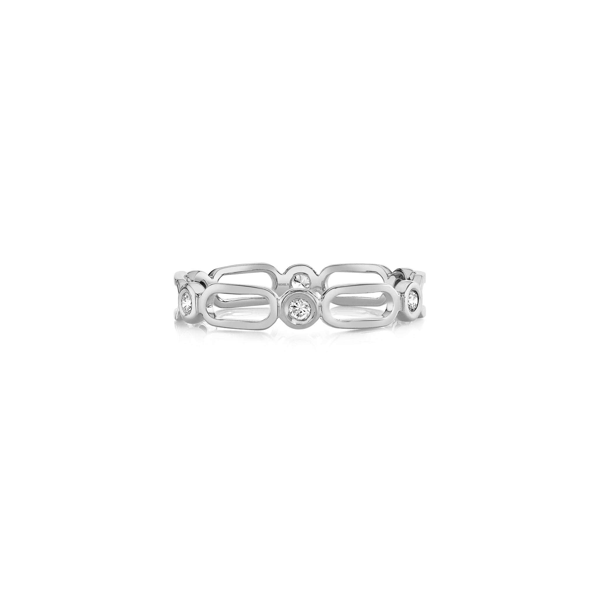 MICHAEL M Fashion Rings 14K White Gold / 4 Connection Ring F358