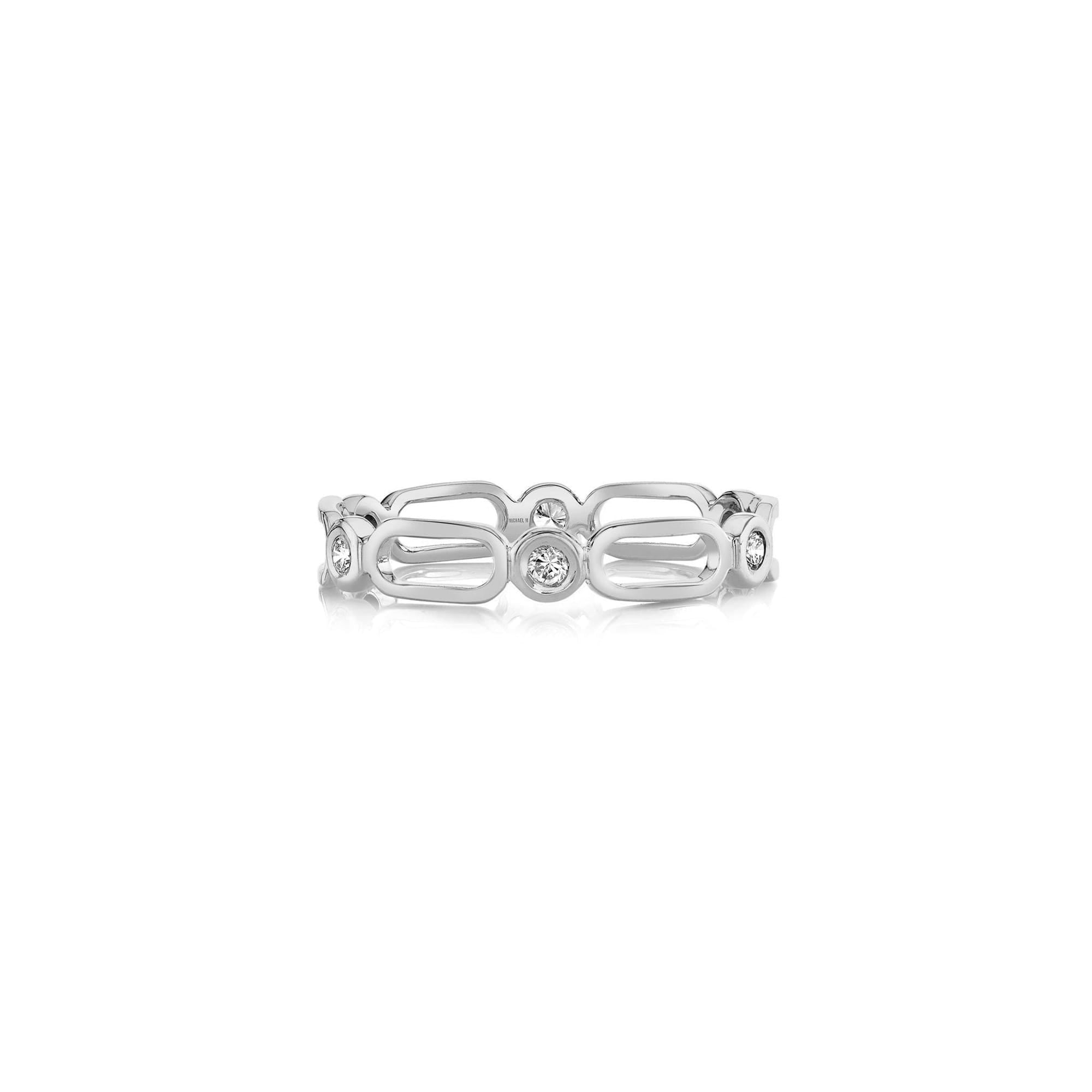MICHAEL M Fashion Rings 14K White Gold / 4 Connection Ring F358