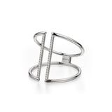 MICHAEL M Fashion Rings 14K White Gold / 4 Double Band Diamond Bar Ring F288-WG4