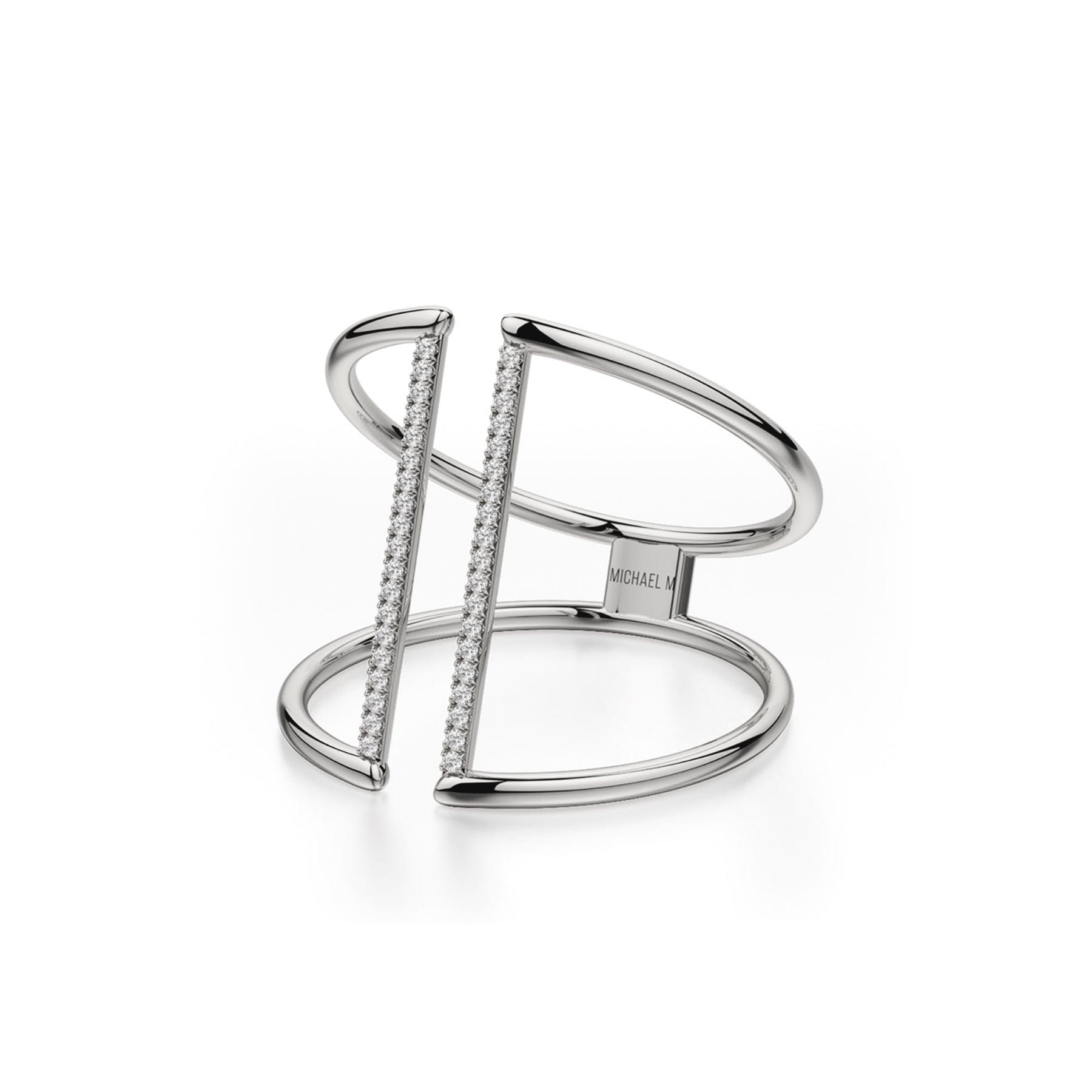 MICHAEL M Fashion Rings 14K White Gold / 4 Double Band Diamond Bar Ring F288-WG4