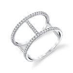 MICHAEL M Fashion Rings 14K White Gold / 4 Double Bar Diamond Ring F332-WG4