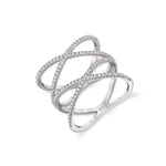MICHAEL M Fashion Rings 14K White Gold / 4 Double Diamond Criss Cross Ring F281