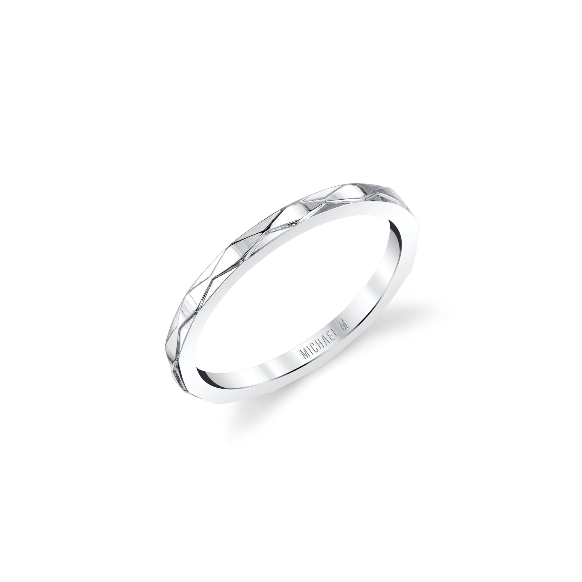 MICHAEL M Fashion Rings 14K White Gold / 4 Embossed Precious Metal Band B322-WG4