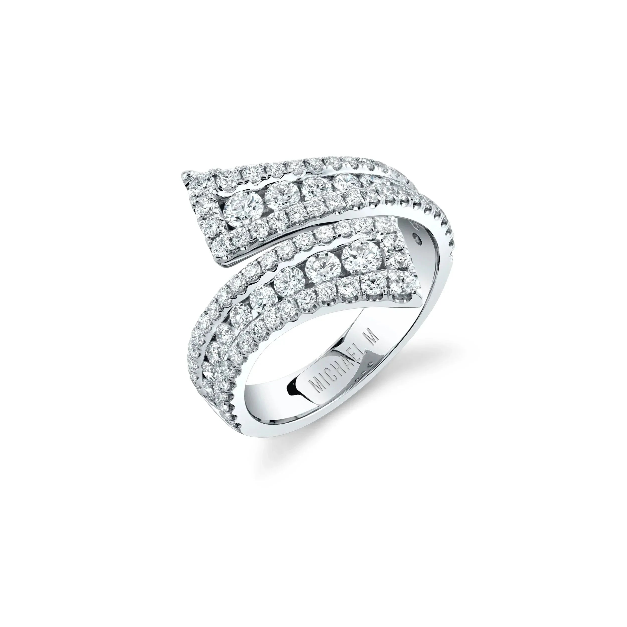 MICHAEL M Fashion Rings 14K White Gold / 4 Europa Bypass Ring F402