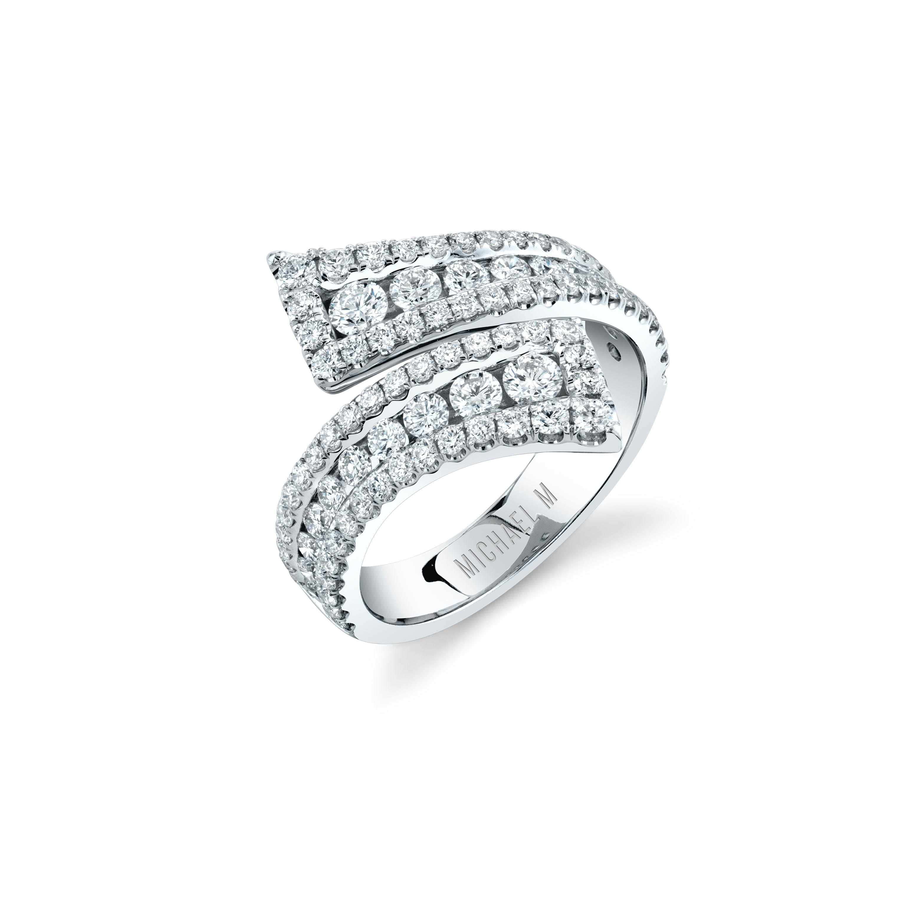 MICHAEL M Fashion Rings 14K White Gold / 4 Europa Bypass Ring F402