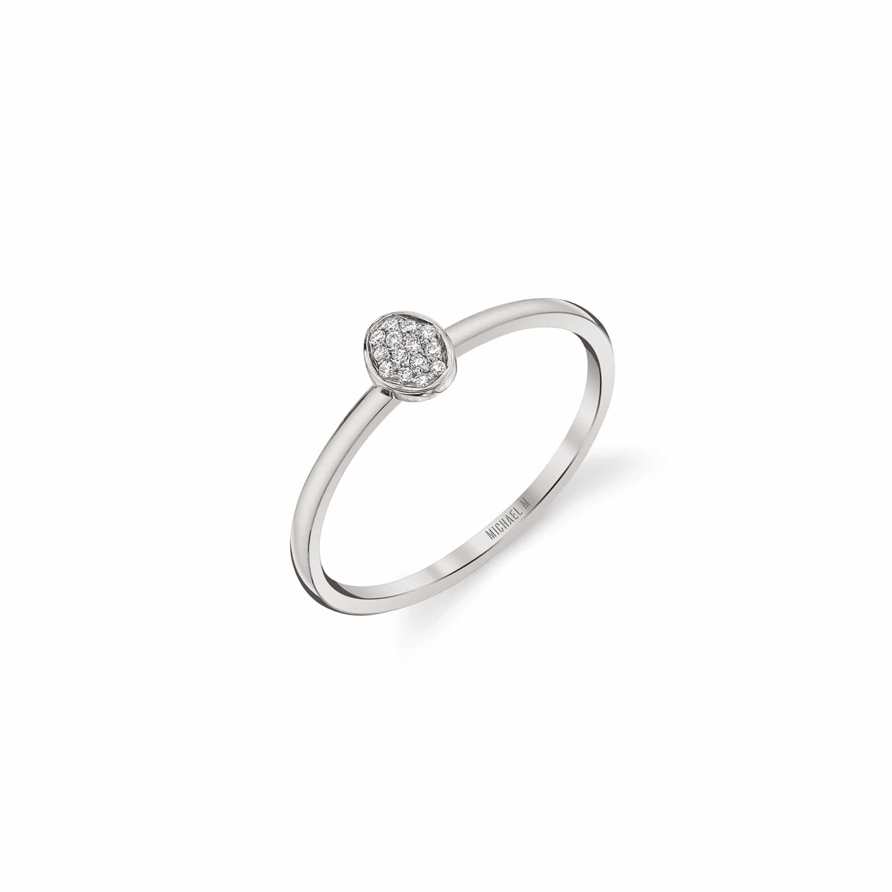 MICHAEL M Fashion Rings 14K White Gold / 4 Micro Pavé Mini Oval Ring F292