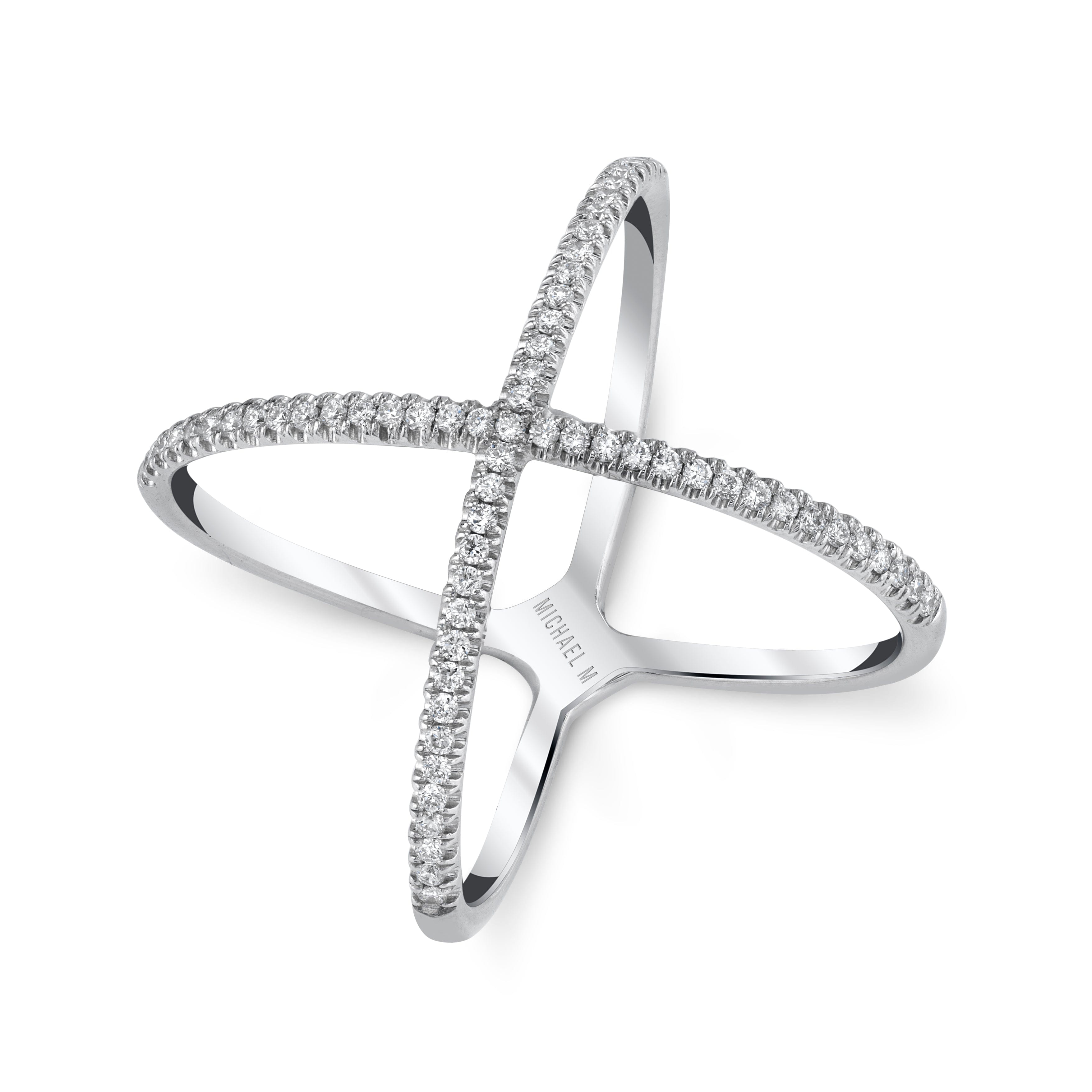 MICHAEL M Fashion Rings 14K White Gold / 4 Open Criss Cross Diamond Ring F280-WG4