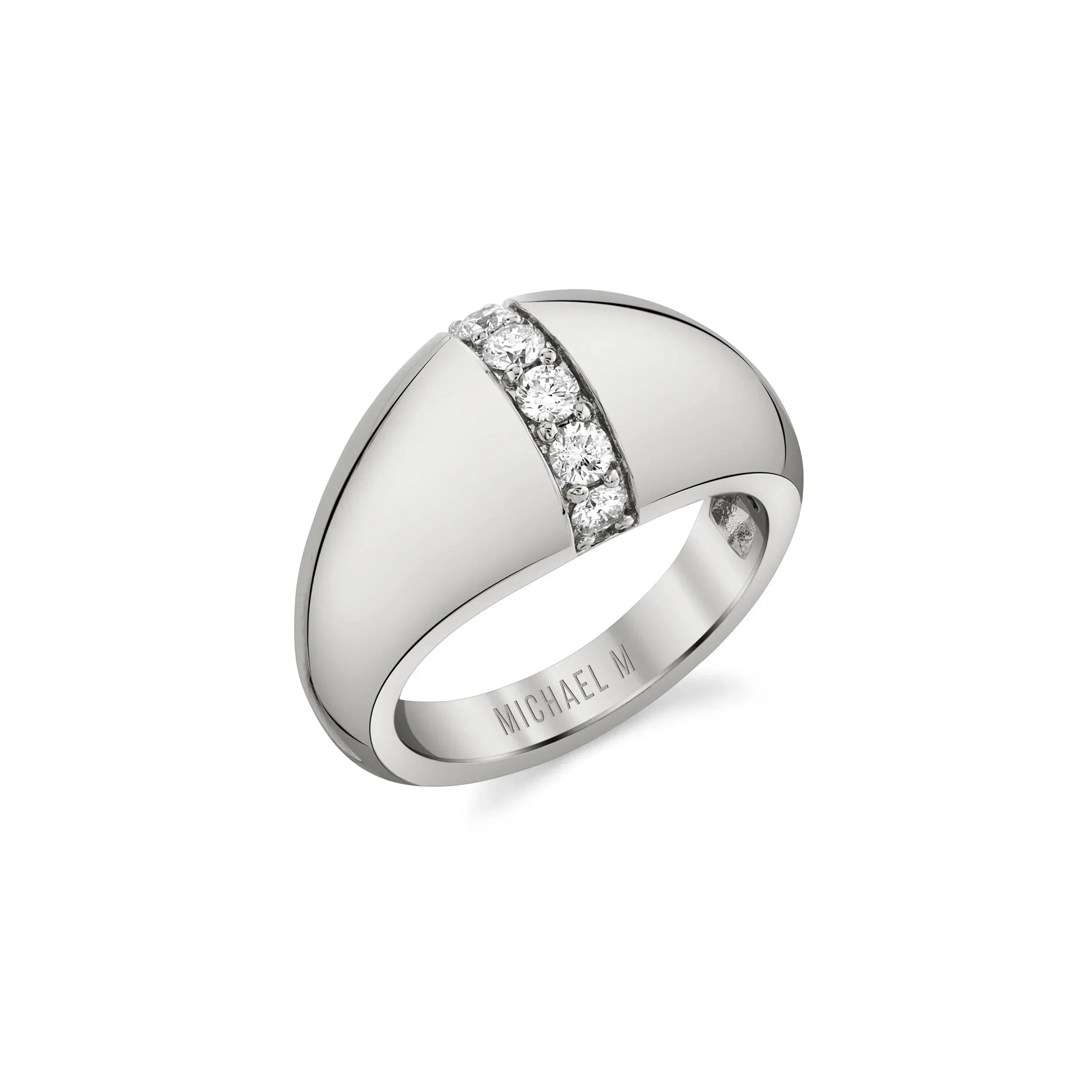 MICHAEL M Fashion Rings 14K White Gold / 4 Orb Split Signet Ring F522