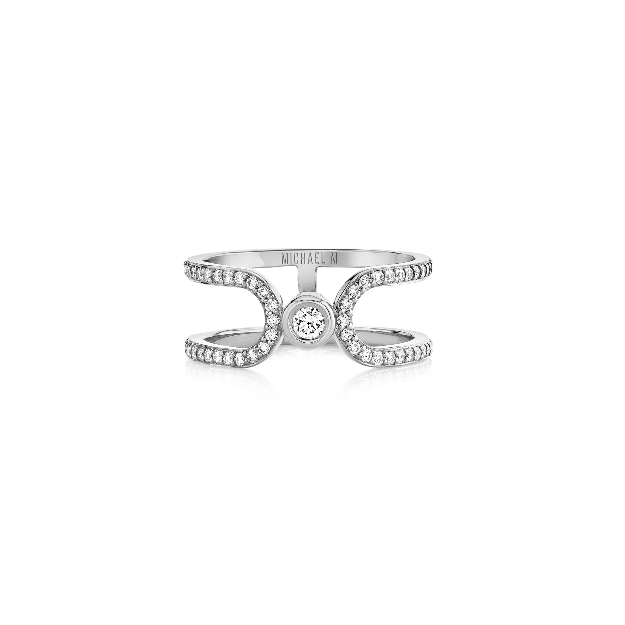 MICHAEL M Fashion Rings 14K White Gold / 4 Pave Alignment Ring F359PV