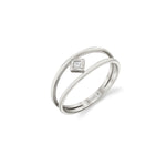MICHAEL M Fashion Rings 14K White Gold / 4 Princess Bezel Double Shank Ring F407