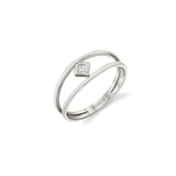 MICHAEL M Fashion Rings 14K White Gold / 4 Princess Bezel Double Shank Ring F407
