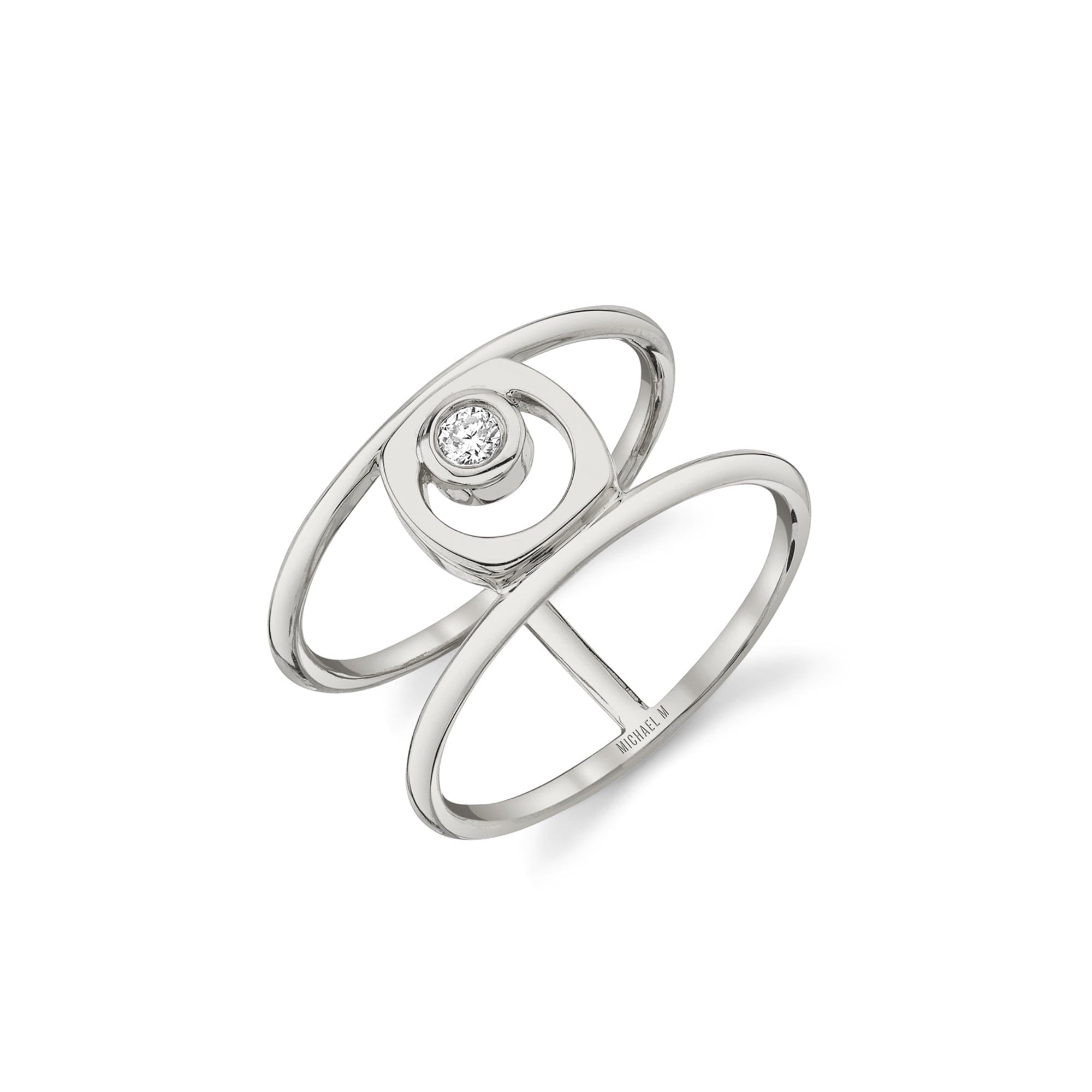 MICHAEL M Fashion Rings 14K White Gold / 4 Signature Double Shank Ring F440