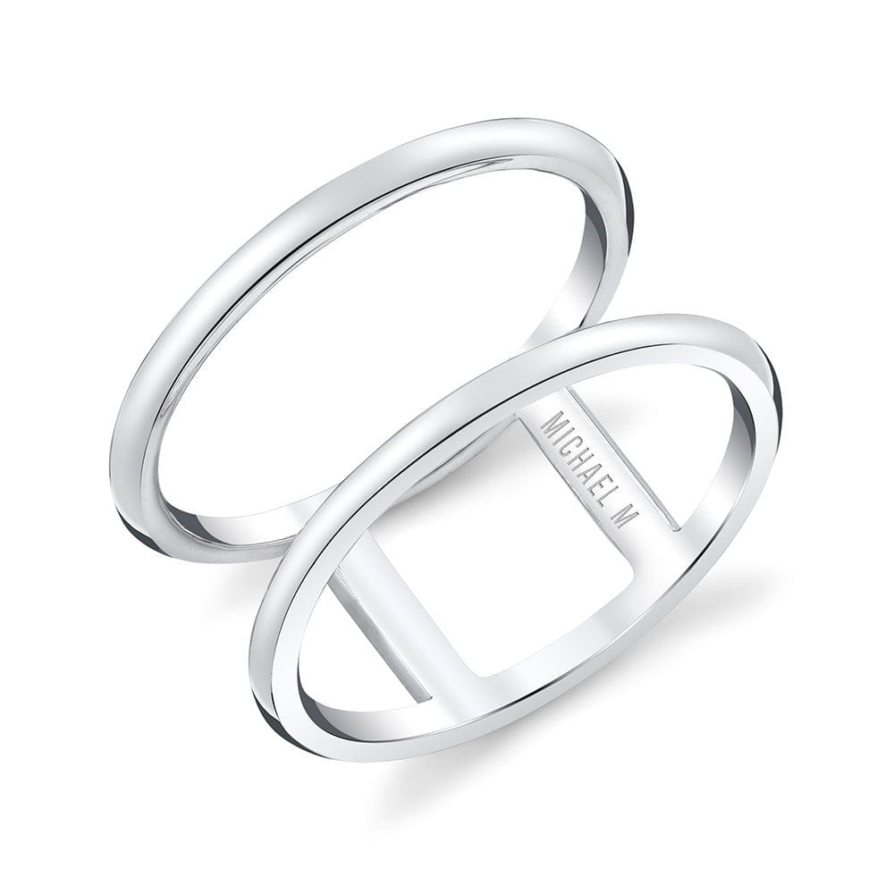 MICHAEL M Fashion Rings 14K White Gold / 4 Solid Double Band Ring F328-WG4
