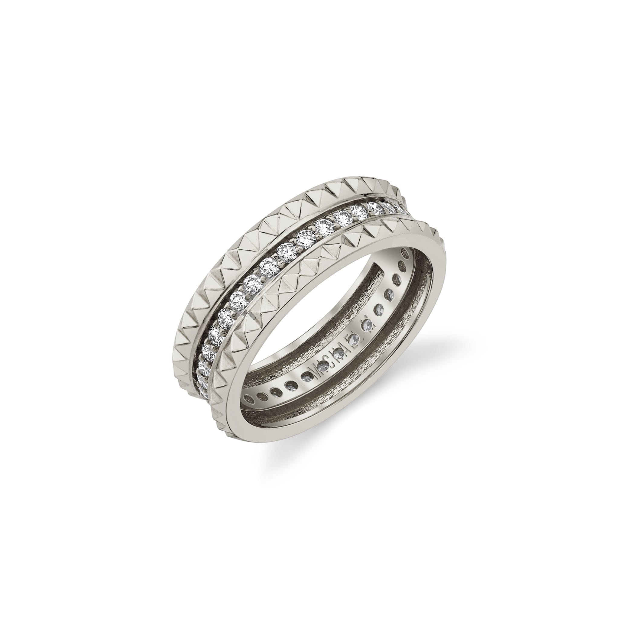 MICHAEL M Fashion Rings 14K White Gold / 4 Tetra Pavé Band B361WG