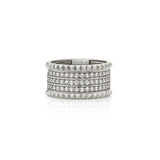 MICHAEL M Fashion Rings 14K White Gold / 4 Tetra Triple Pavé Band B363WG