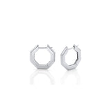 MICHAEL M Fashion Rings 14K White Gold Small Octave Knifed Hoop Earrings ER550-S-WG