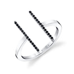 MICHAEL M Fashion Rings 14K White Gold with Black Diamonds / 4 Double Bar Diamond Mix Ring F331