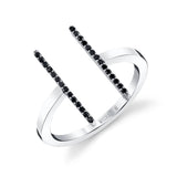 MICHAEL M Fashion Rings 14K White Gold with Black Diamonds / 4 Double Bar Diamond Mix Ring F331