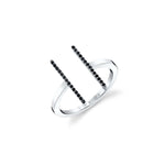 MICHAEL M Fashion Rings 14K White Gold with Black Diamonds / 4 Double Bar Diamond Mix Ring F331