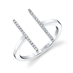 MICHAEL M Fashion Rings 14K White Gold with White Diamonds / 4 Double Bar Diamond Mix Ring F331