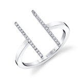 MICHAEL M Fashion Rings 14K White Gold with White Diamonds / 4 Double Bar Diamond Mix Ring F331