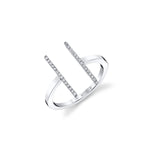 MICHAEL M Fashion Rings 14K White Gold with White Diamonds / 4 Double Bar Diamond Mix Ring F331